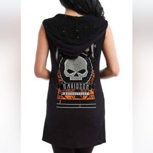 Harley-Davidson® Women's For Bikers Sleeveless Open Front Hooded Cardigan